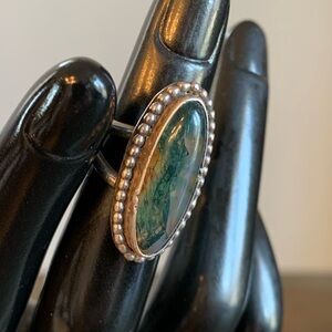Sterling Silver Ring Jasper Oval Stone Vtg Stamped Sterling Split Shank Size 4